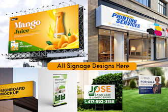 design luxury yard sign, signage, billboard design, signboard, shopfront