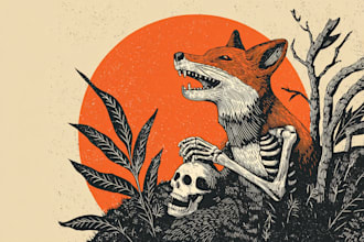 design animal linocut tshirt design for brands