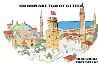 draw architectural illustrations and sketches