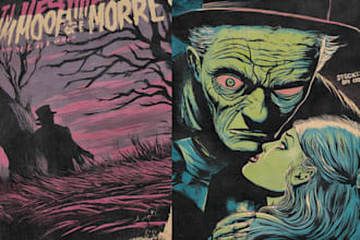 do comic book, manga style dark art, vintage horror comics artwork illustration