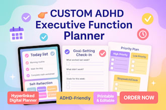 design adhd executive function planner for goals memory and prioritization