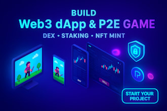 build web3 dapp, blockchain developer crypto, dex, staking, p2e game in unity