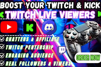 do twitch or kick channel promotion for twitch or kick live viewers and follower
