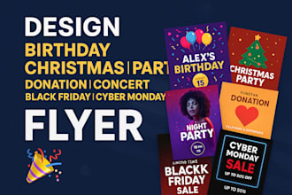 design birthday christmas party donation concert black friday cyber monday flyer