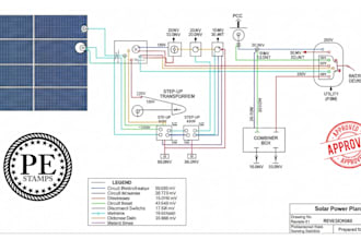 design a single line diagram for  solar plant,single line drawing for pe
