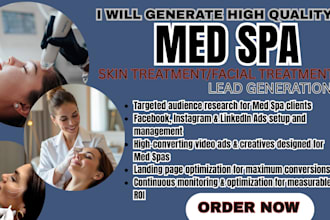 50 converting med spa leads, skin treatment facial ads facebook ads linkedin ads