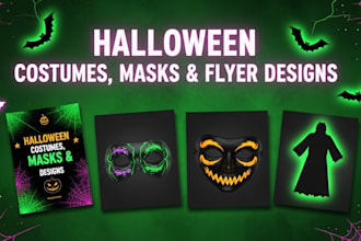 do halloween costume design, masks, flyers design