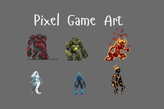 custom 2d pixel game art golem character design 2d pixel art sprite animation