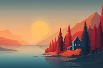 illustrate beautiful flat landscape illustration art