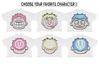 make unique streetwear for boxy tee with big head style design