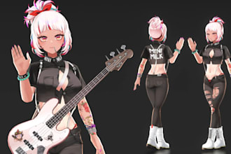 create 3d character model for vtuber, vrchat, vroid, 3d rigging anime