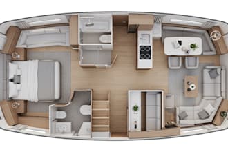 model and render luxury yacht interiors, boat, catamaran