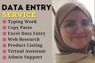 be your virtual assistant for data entry, typing, copy paste and web research