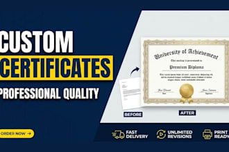 custom certificates, diplomas, awards, achievements