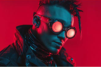 draw cyberpunk character design and futuristic scifi illustration