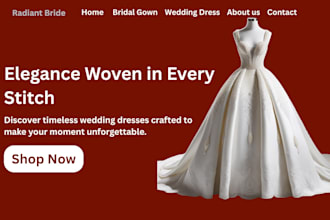 design stunning wedding dress shopify store bridal boutique fashion website