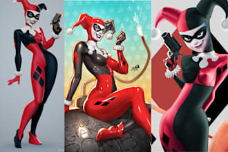 do a harley quinn figure comic,action packed, ecchi, nsfw