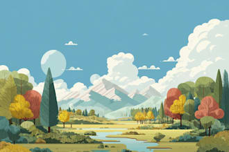 illustrate beautiful flat landscape illustration art