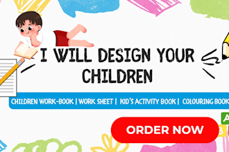 design children workbook, kids and adult activity book, kids worksheet for KDP
