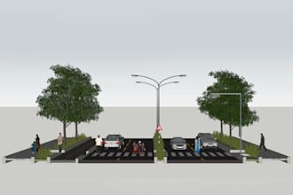 create landscape and street 3d model in sketchup