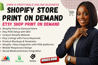 design shopify print on demand dropshipping store, redesign shopify etsy pod