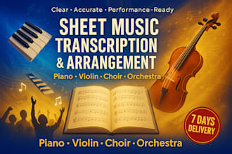 create professional sheet music transcriptions audio transcription piano track