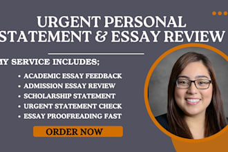 urgently review and provide expert feedback on your personal statement or essay