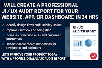 create a UI UX audit report for your website app or dashboard in 24