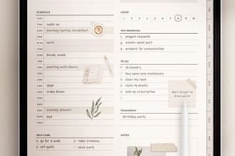 etsy digital journal, hyperlinked planner design