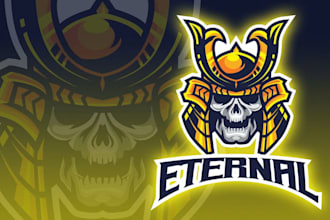create unique skull warrior mascot esport logo