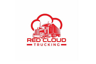design unique red cloud trucking logo