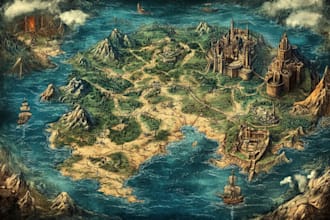 draw a custom map for fantasy, scifi, book or boardgame