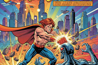 illustrate comic book covers, pages, pinups, superheroes