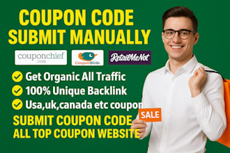 manually submit coupon to 50 popular deal sites coupon code submission