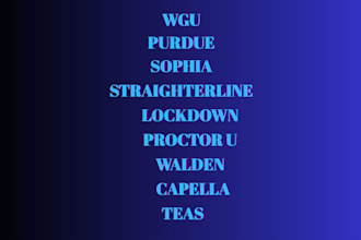 help with wgu, purdue, walden, sophia, straighterline, proctor u, lockdown, teas