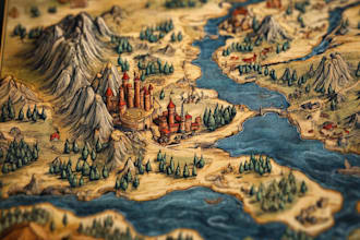 draw a fantasy map illustration isometric map