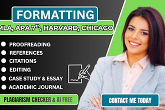 edit, proofread, format apa 7th, harvard, mla, chicago style reference, citation