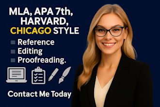 edit and proofread apa 7th, harvard, mla, chicago style references with citation