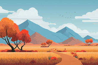 illustrate beautiful flat landscape illustration art