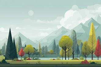 make a vector landscape flat illustration