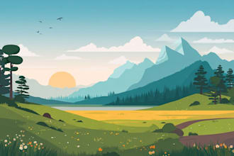 draw a flat landscape illustration