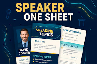 design a professional speaker one sheet or personal branding sheet