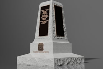 make 3d grave design, tombstone, headstone, monument with realistic rendering