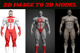 convert your 2d to 3d model stl character modeling  2d art stl 3d printing