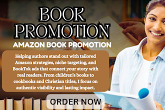 amazon book promotion, children book, cook book,  christian book, booktok ads