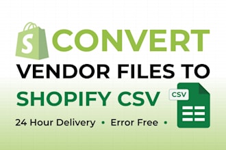 convert your vendor file into a shopify CSV import template