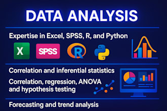 assist in data analysis and insights using excel, spss, r