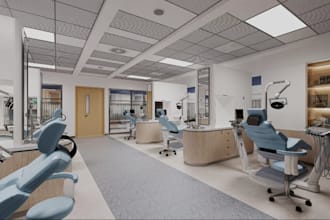 design medical clinic, pharmacy, lab, reception and healthcare interiors