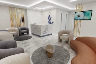 design clinic interior, spa, salon, pharmacy, lab for your commercial project