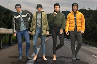 make 3d second life model realistic clothing mesh for second life with textures